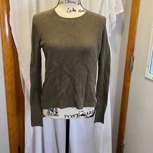 Banana Republic Olive Green Mixed Media High-Low Pullover Sweater.